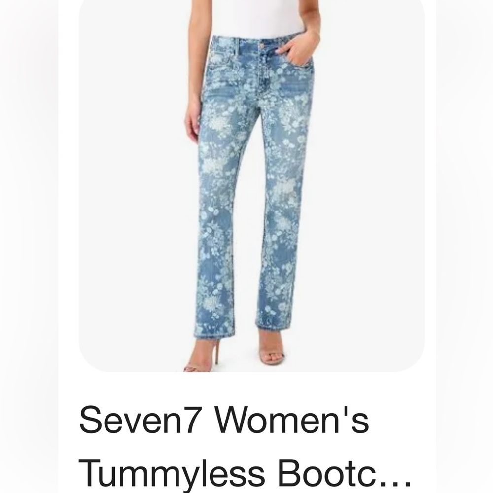 Seven7 Women's Floral jeans Blue Bootcut Jeans